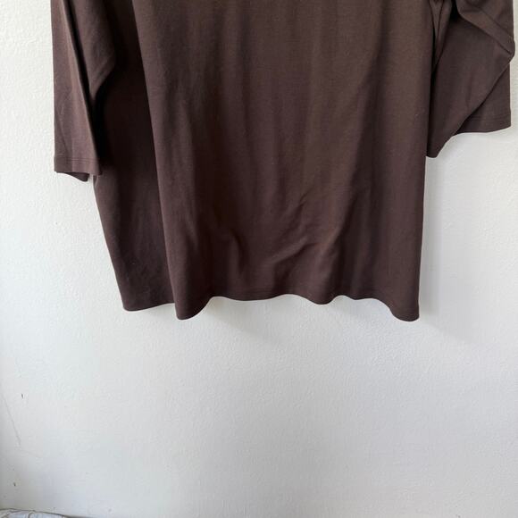 NEW! Quacker Factory Brown Size 3X leaf V Neck pullover knit top size 3X - Picture 6 of 10